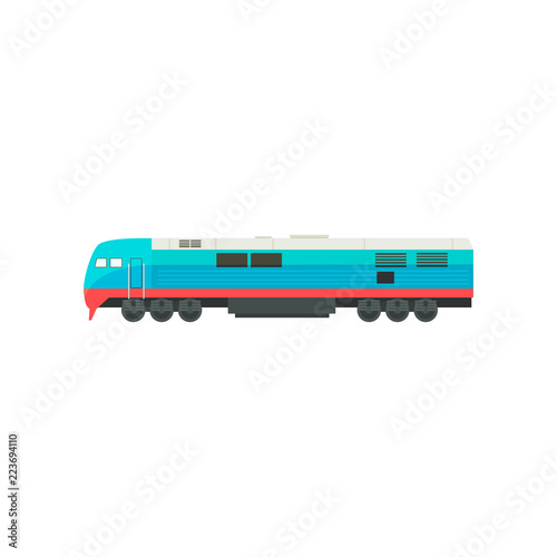 Modern blue railway locomotive vector Illustration on a white background