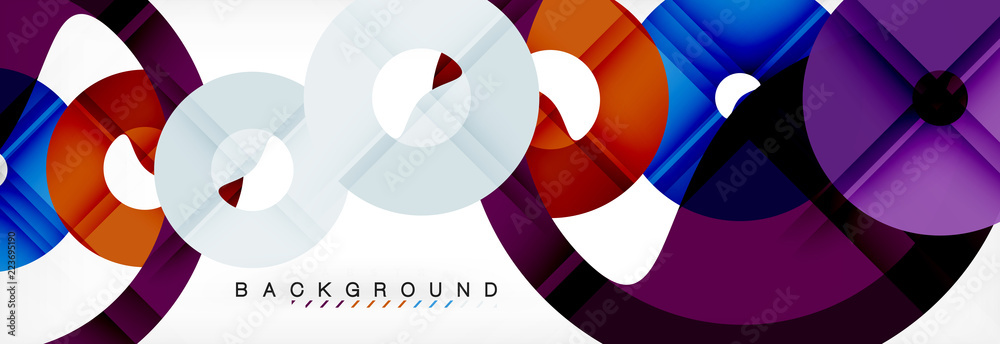 Colorful rings on grey background, modern geometric pattern design. Vector business or technology presentation design template, brochure or flyer pattern, or geometric web banner Colorful rings on grey background, modern geometric pattern design. Vector business or technology presentation design template, brochure or flyer pattern, or geometric web banner