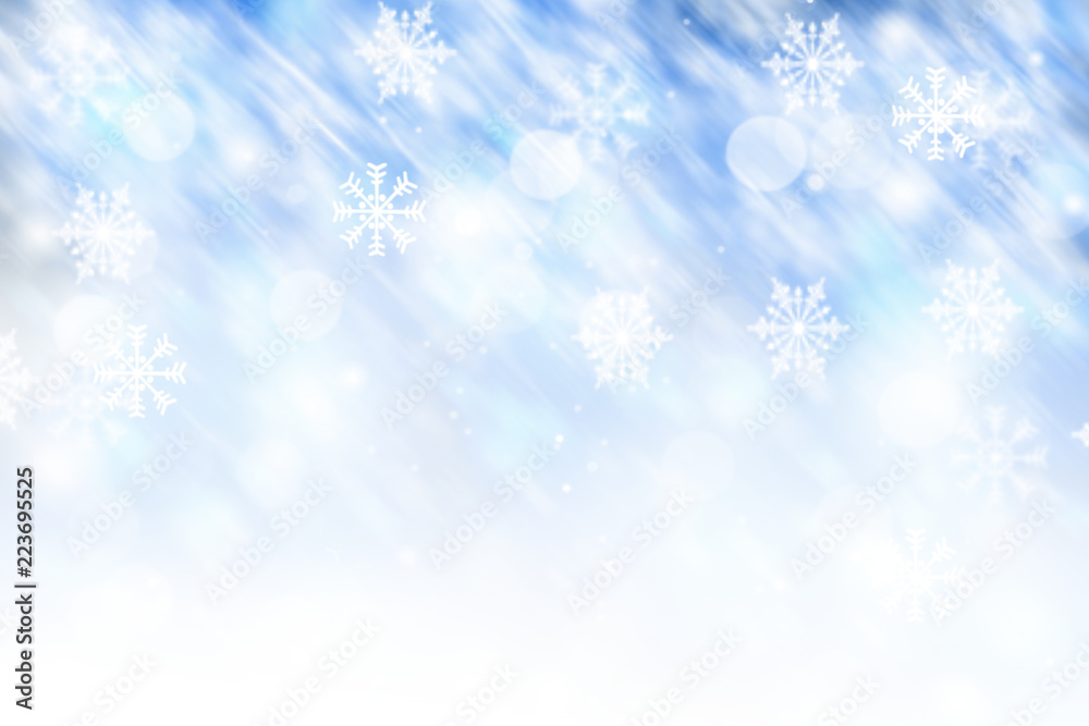 
Blue winter background blurred