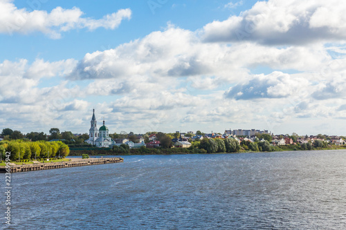 The picturesque Volga landscape in the city of Tver, Russia. Sunny summer or autumn day. © Andrey Lapshin