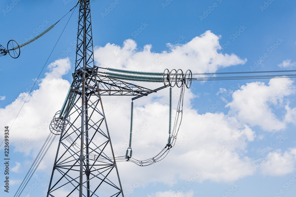 Elements of a high-voltage power line with a voltage of 750,000 volts