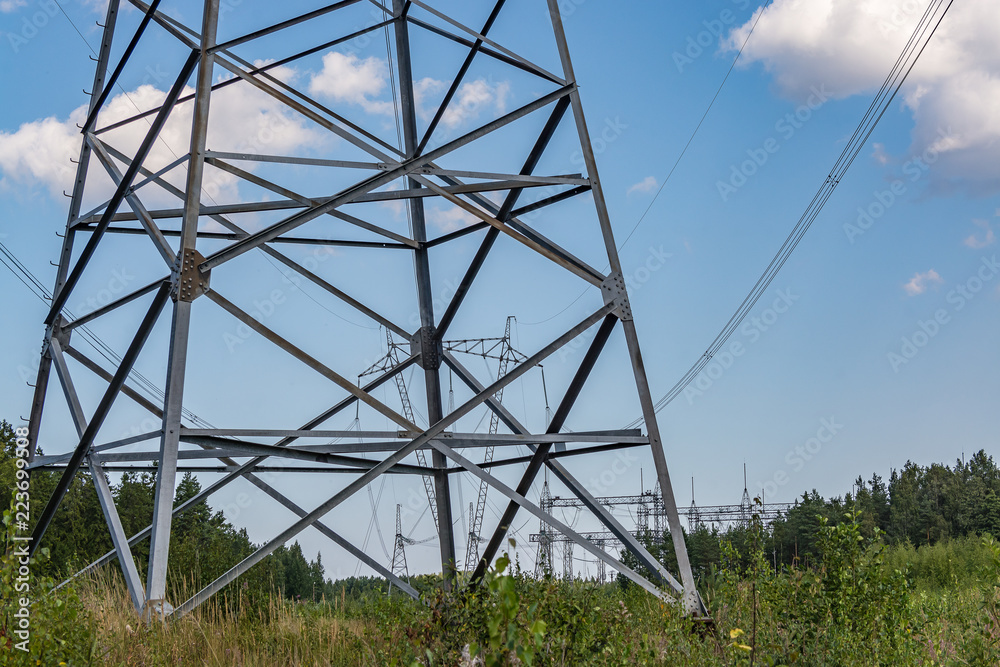 Elements of a high-voltage power line with a voltage of 750,000 volts