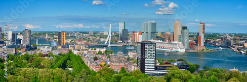 Panorama of Rotterdam city and the Erasmus bridge 