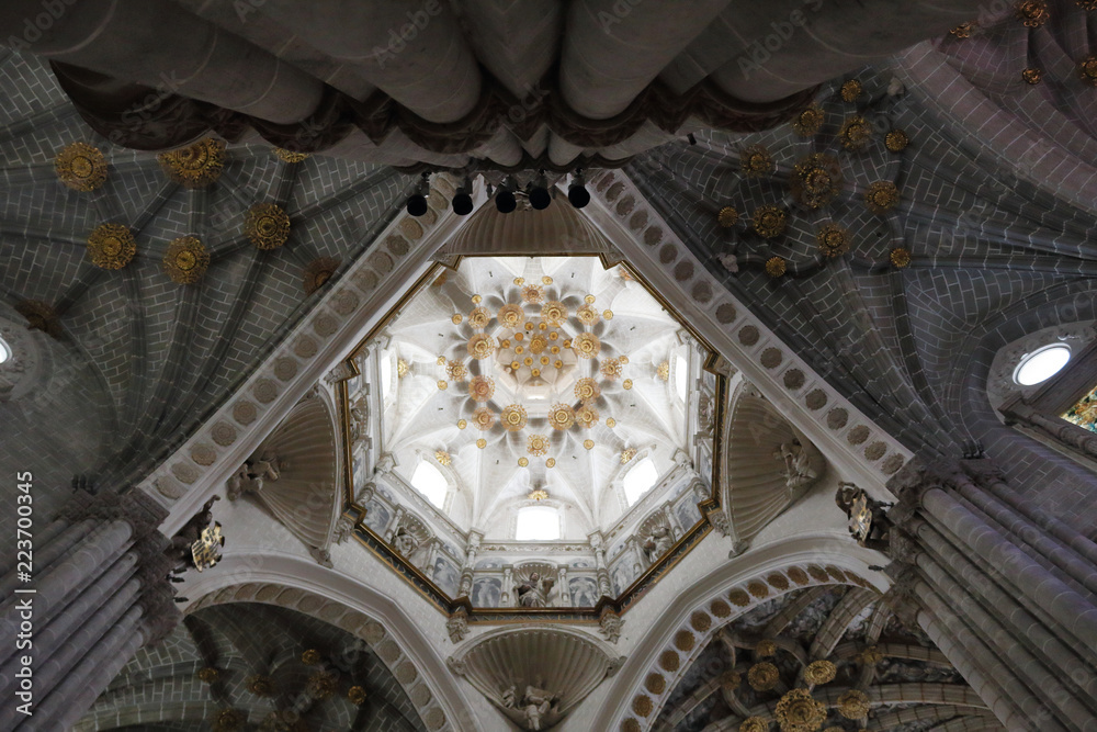 The octagonal dome od the Nuestra Señora de la Huerta gothic and mudejar cathedral in Tarazona, Aragon, Spain