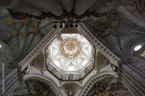 The octagonal dome od the Nuestra Señora de la Huerta gothic and mudejar cathedral in Tarazona, Aragon, Spain