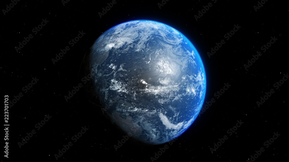 blue realistic glow earth in open space blue realistic glow earth in open space