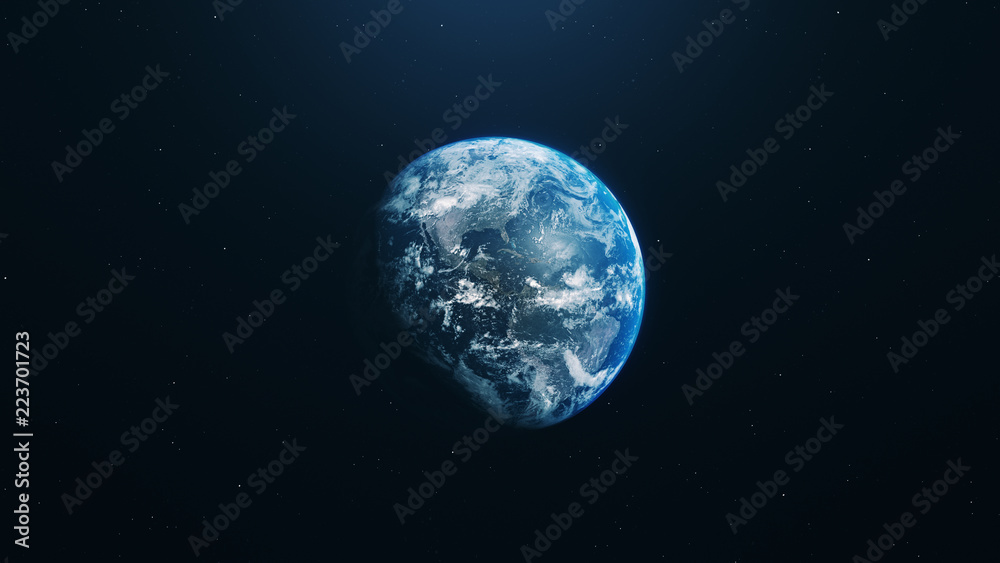blue realistic glow earth in open space blue realistic glow earth in open space