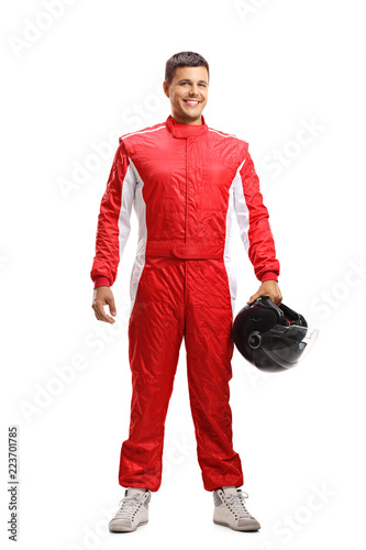 Full length portrait of a racer posing