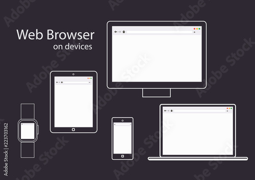 Web browser on many devices screen