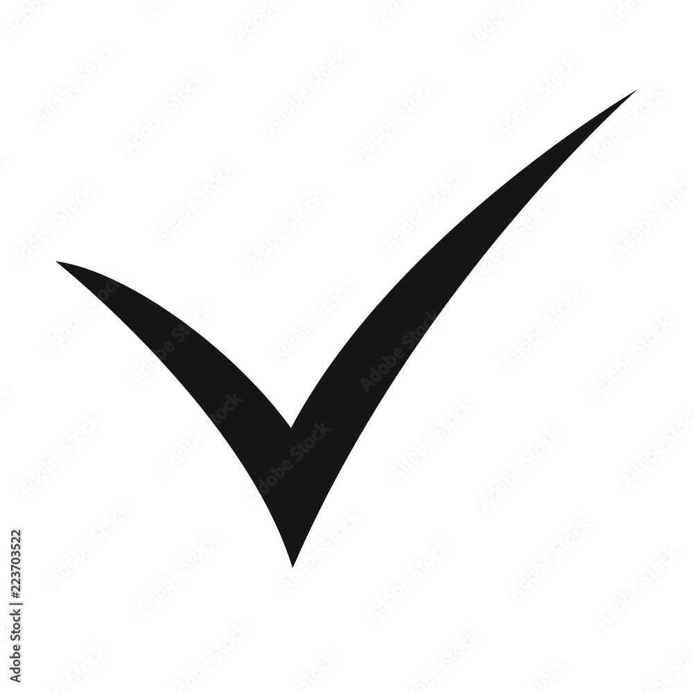 Black check mark icon. Tick symbol in black color, vector illustration. Black check mark icon. Tick symbol in black color, vector illustration.