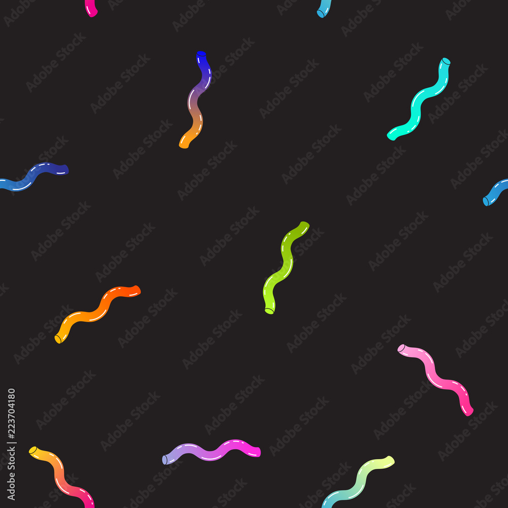 Fototapeta premium Black abstract background with colorful design elements. Seamless pattern, vector illustration
