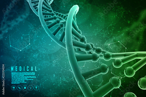 3d render of dna structure, abstract background