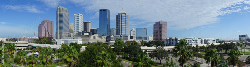 Urban Panoramic Downtwon City Skyline of Tampa Florida