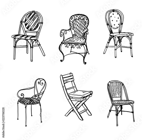 Set of chairs. Vector sketch.