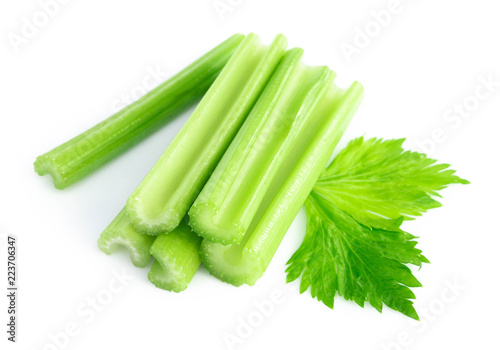 Fresh green celery leaves vegetable isolated on white background, food for healthy concept