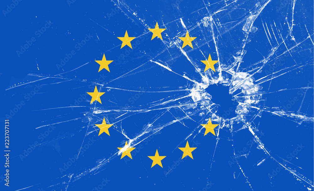 Fototapeta premium Illustration with glass hole for BREXIT - Great Britain leaving the EU, vector