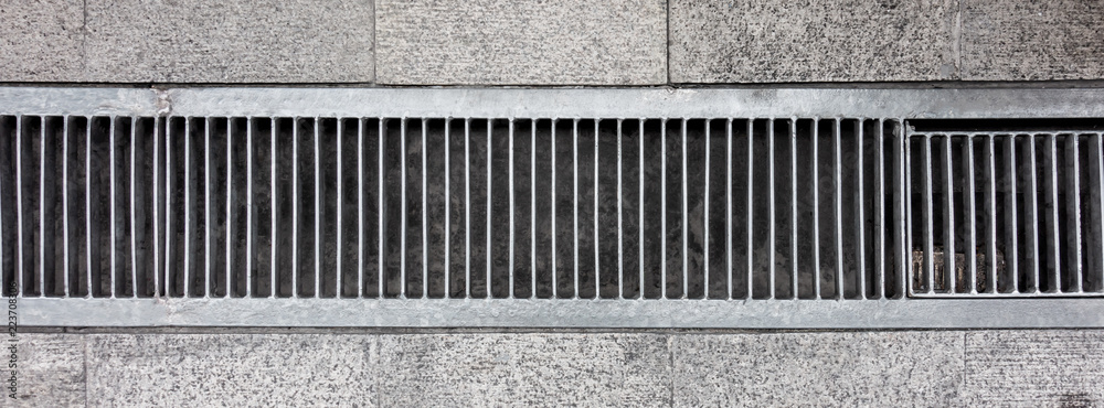 Naklejka premium Old metal street water sewer cover top view
