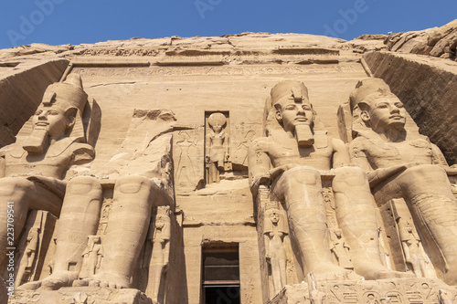 Detail of exterior temple of Abu Simbel  the Great Temple of Ramesses II  Egypt
