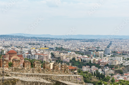 Thessaloniki  Greece - August 16  2018  Thessaloniki  view of the port and downtown  Greece. Panoramic view of Thessaloniki  Greece.