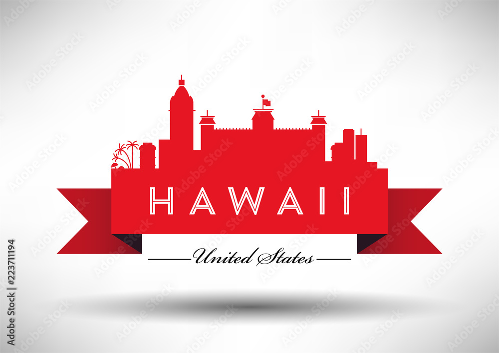 Vector Graphic Design of Hawaii City Skyline