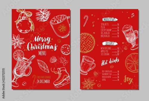 Merry Christmas festive Winter Menu. Design template 1