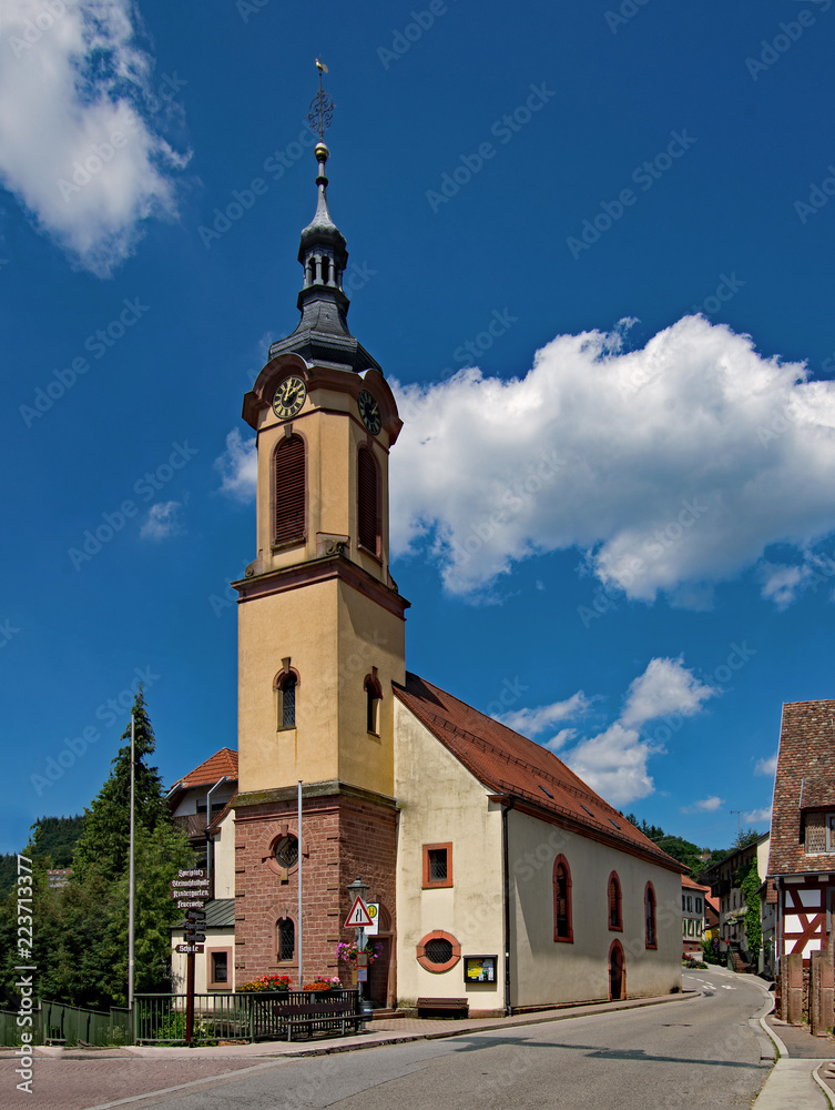 Evangelische Kirche Heiligkreuzsteinach, Baden-Württemberg, Deutschland 