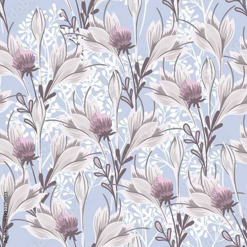 Flower vector pattern in vintage style for design