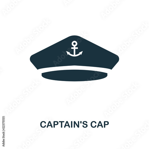 Captain'S Cap icon. Monochrome style design. UI. Pixel perfect simple symbol captain's cap icon. Web design, apps, software, print usage.