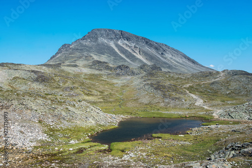 Besseggen ridge with little lake in Jotunheimen National Park, Norway