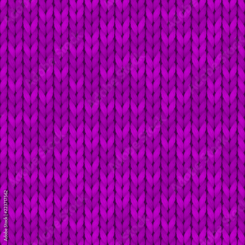 Violet realistic simple knit texture seamless pattern. Seamless knitted pattern. Woolen cloth. Illustration for design, backgrounds, wallpaper. Vector illustration.