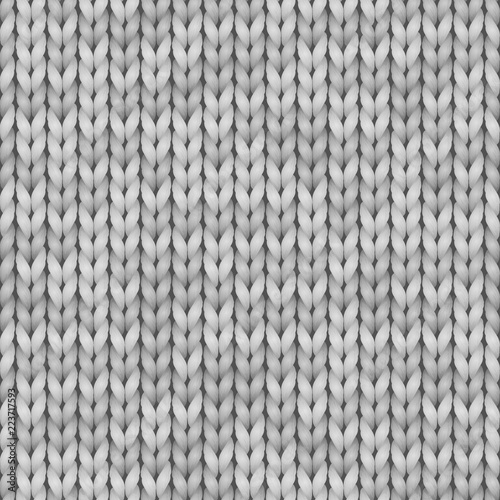 White and gray realistic knit texture seamless pattern. Vector seamless background for banner, site, card, wallpaper.