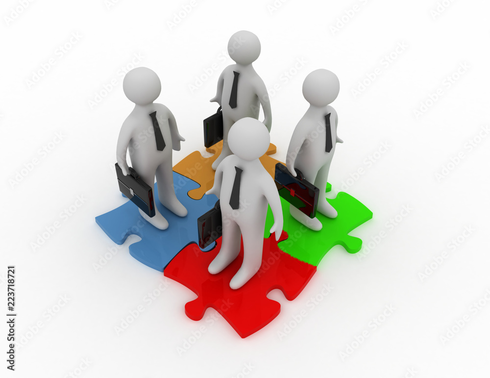 3d Business People and Jigsaw Puzzle Pieces. Teamwork Concept 3d Business People and Jigsaw Puzzle Pieces. Teamwork Concept