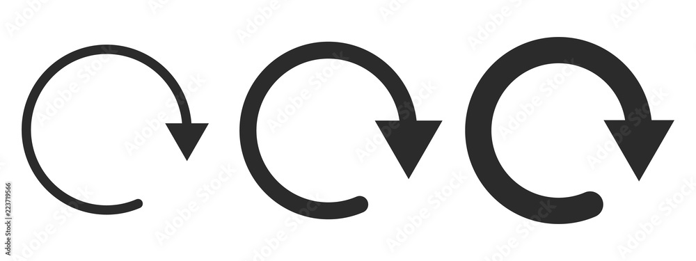 Set of black circular arrows. Vector illustration. - obrazy, fototapety, plakaty 
