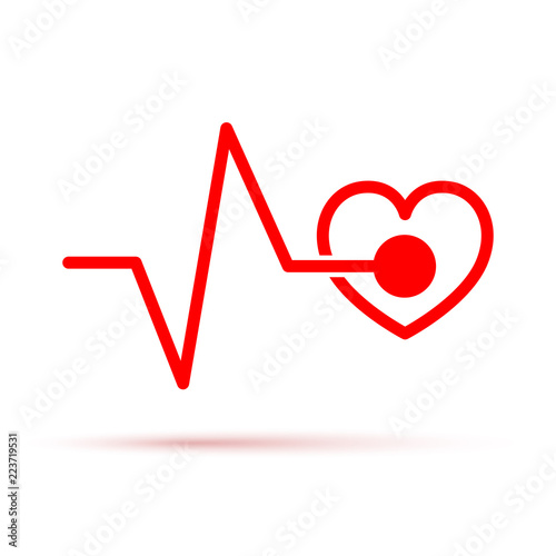 Heart with heartbeat sign. Vector illustration.