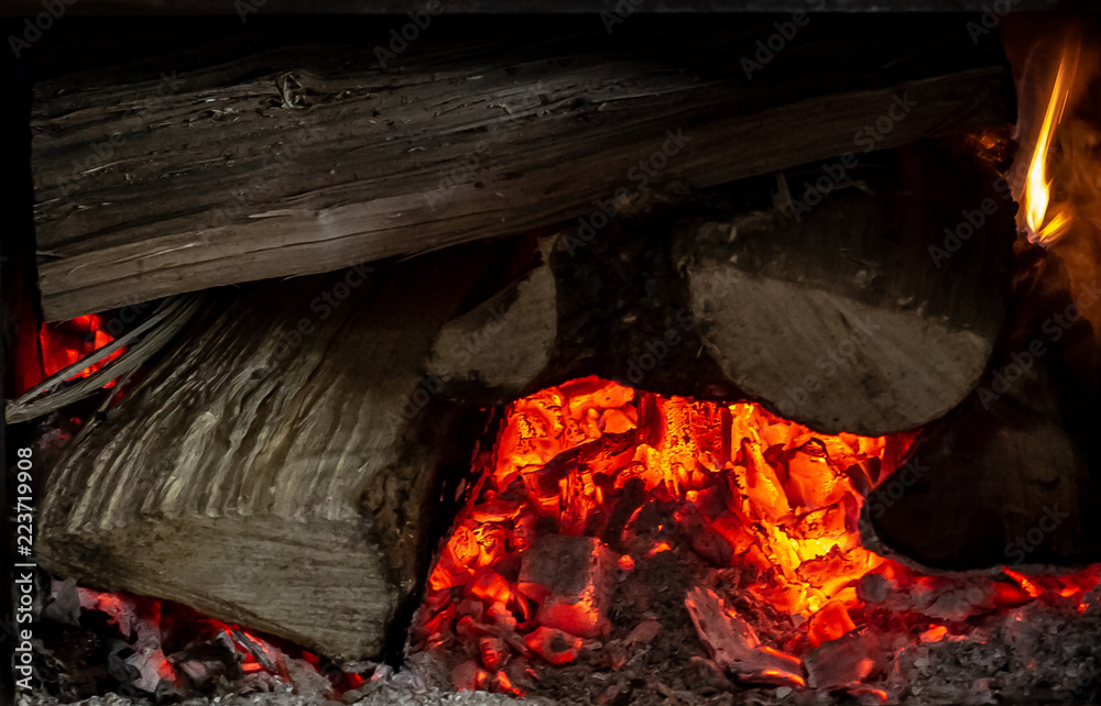 Burning Embers in a Country Wood Stove