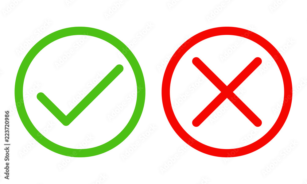 Yes and No check marks. Vector illustration. Yes and No check marks. Vector illustration.