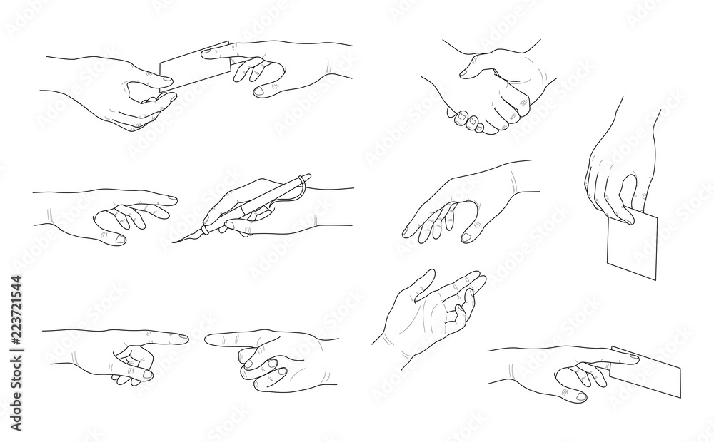 Hand collection. Different hand gestures