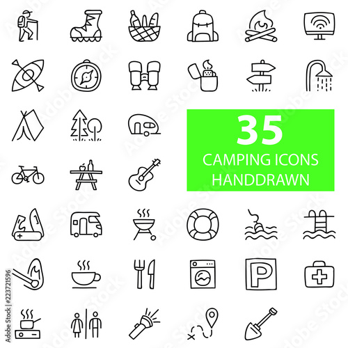 CAMPING ICON SET doodle
