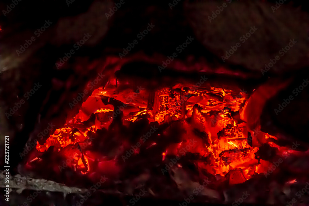 Burning Embers in a Country Wood Stove