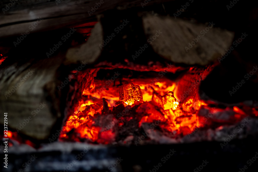 Burning Embers in a Country Wood Stove