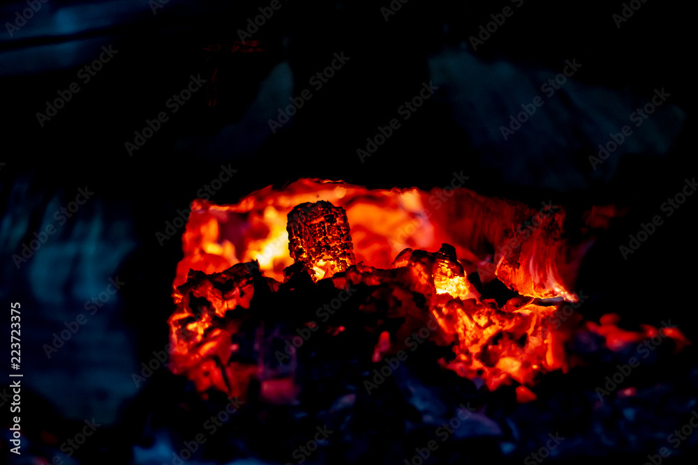Burning Embers in a Country Wood Stove