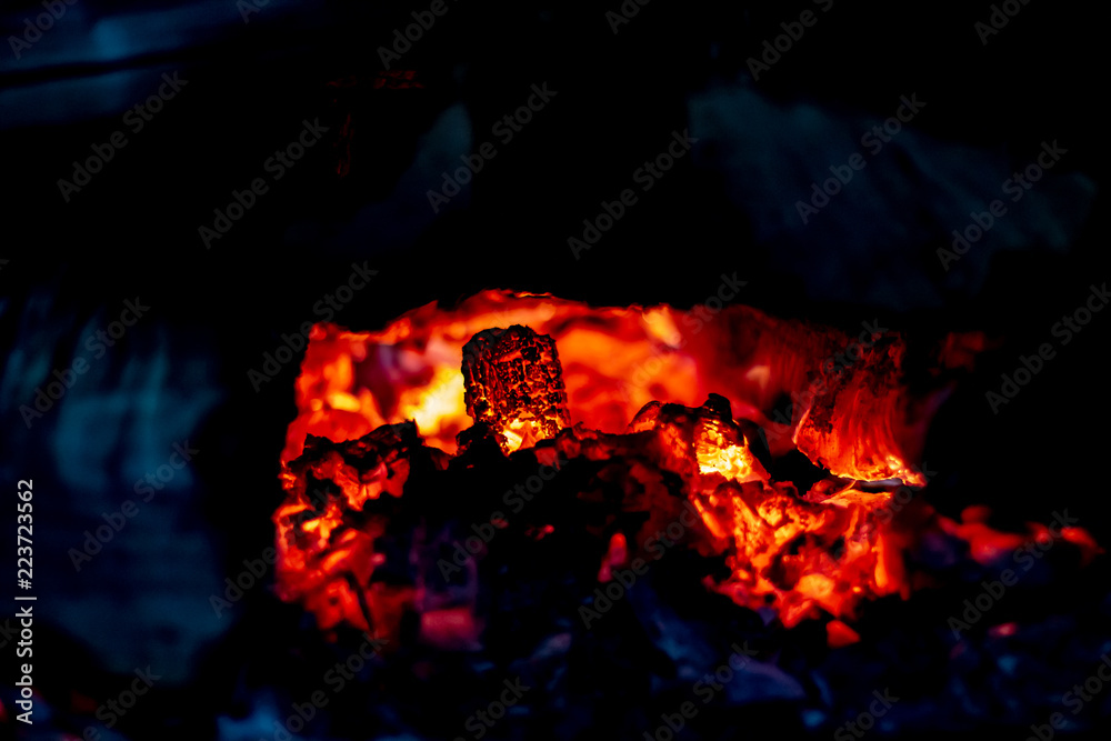 Burning Embers in a Country Wood Stove