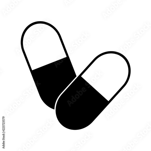 Pills icon, silhouette, logo on white background