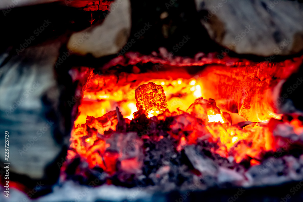 Burning Embers in a Country Wood Stove