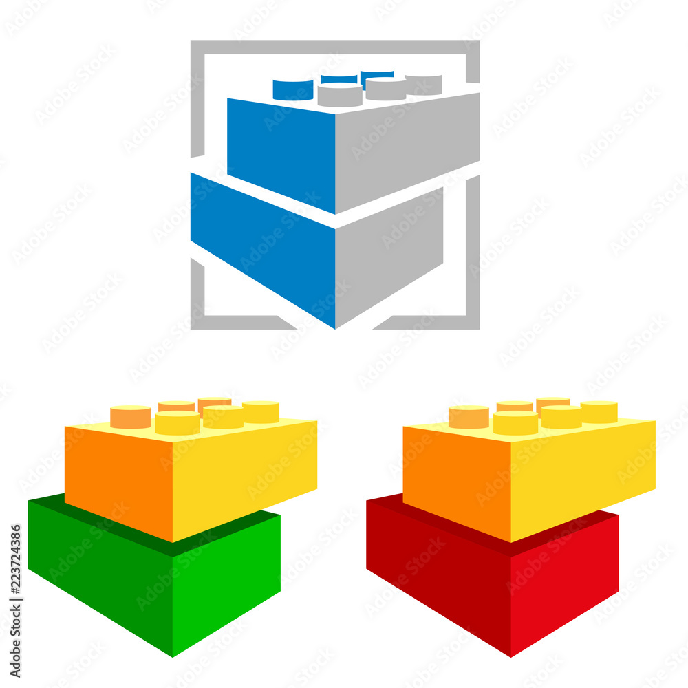 Building kit blocks. Construction logo. Toys. Building kit blocks. Construction logo. Toys.
