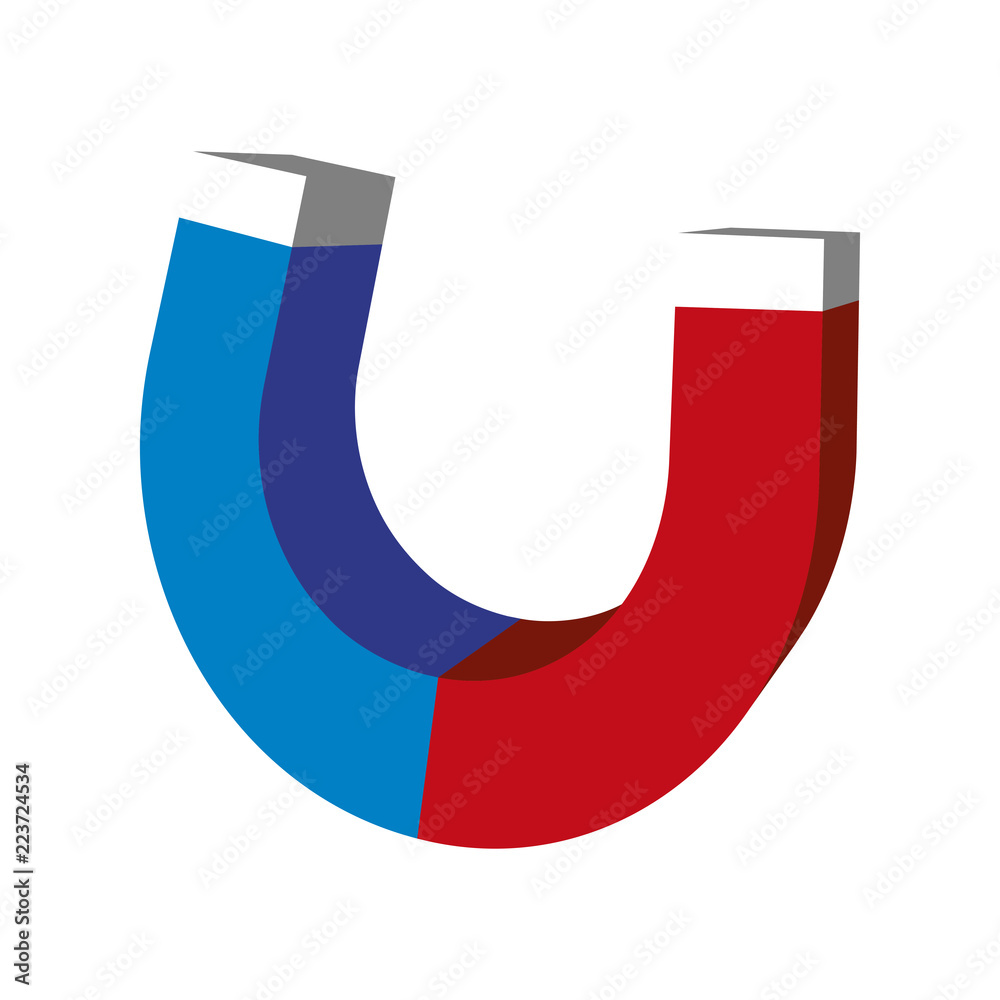 U-shaped magnet. 3D-style. Isometric illustration. U-shaped magnet. 3D-style. Isometric illustration.