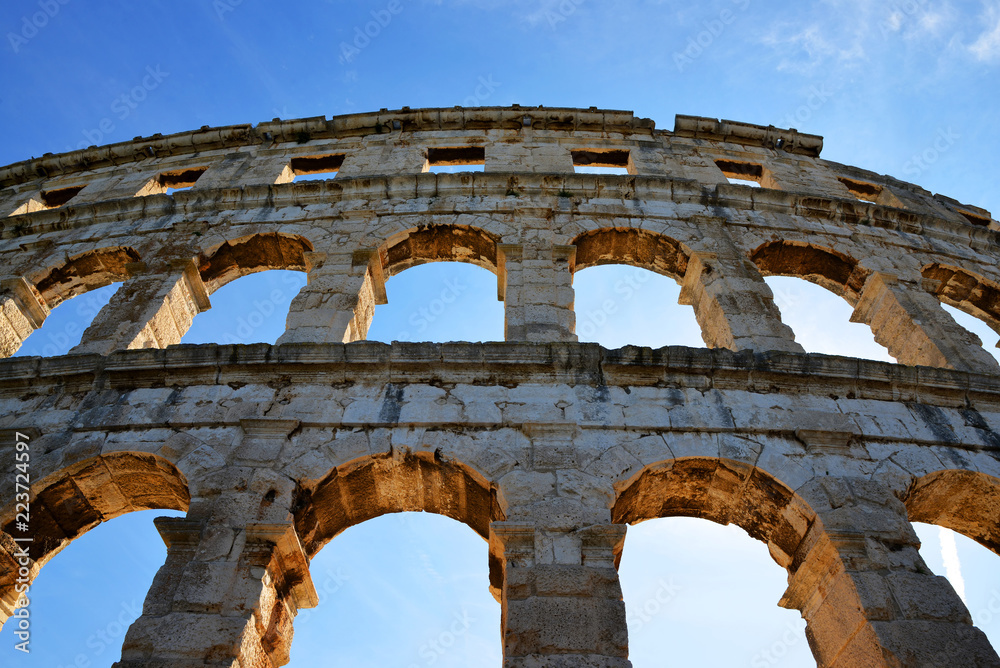 The Roman Amphitheater in Pula, ancient monument in Croatia.