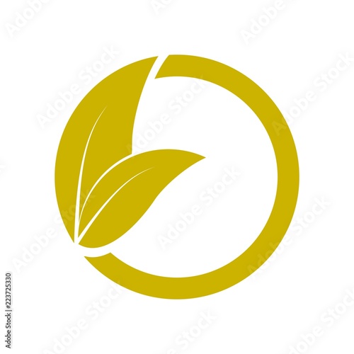 Circle with Leaf logo design