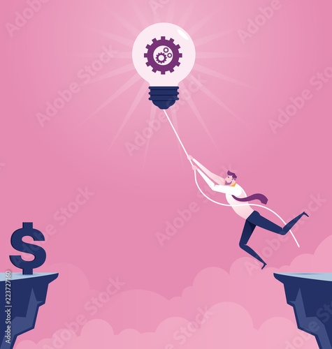 Businessman hung rope across the gap  - Business concept vector