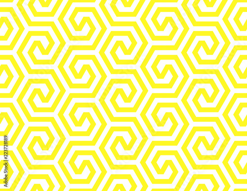 Abstract geometric pattern with stripes, lines. Seamless vector background. White and yellow ornament. Simple lattice graphic design